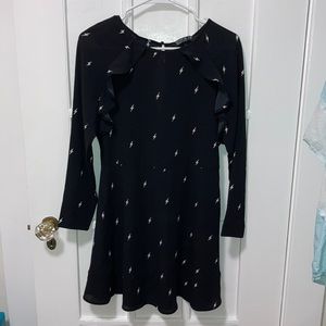 long sleeve lightning bolt ruffled dress